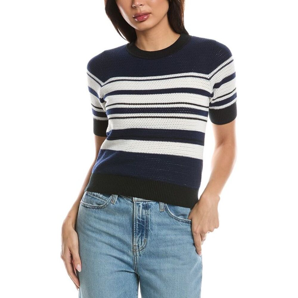 Wispr Womens  Texture Stripe T-Shirt, Navy